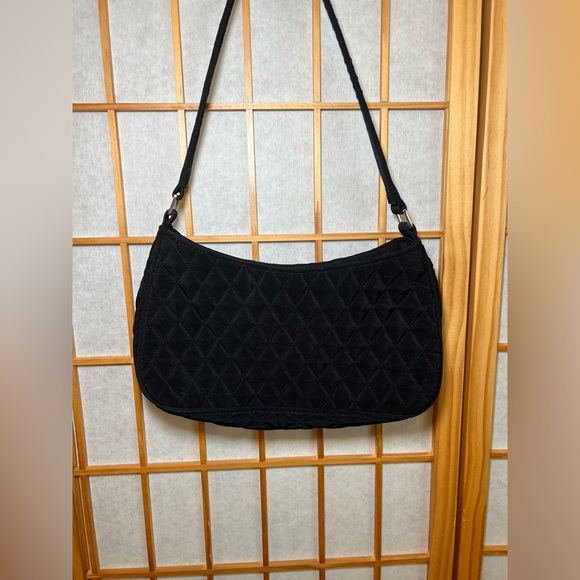 Vera Bradley Handbags - Vera Bradley Black Quilted Shoulder Bag Purse Classic Nylon Hobo EUC